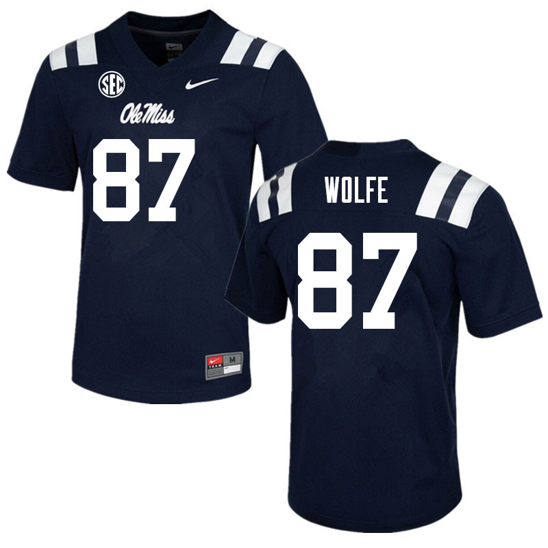 Men #87 Hudson Wolfe Ole Miss Rebels College Football Jerseys Sale-Navy - Click Image to Close